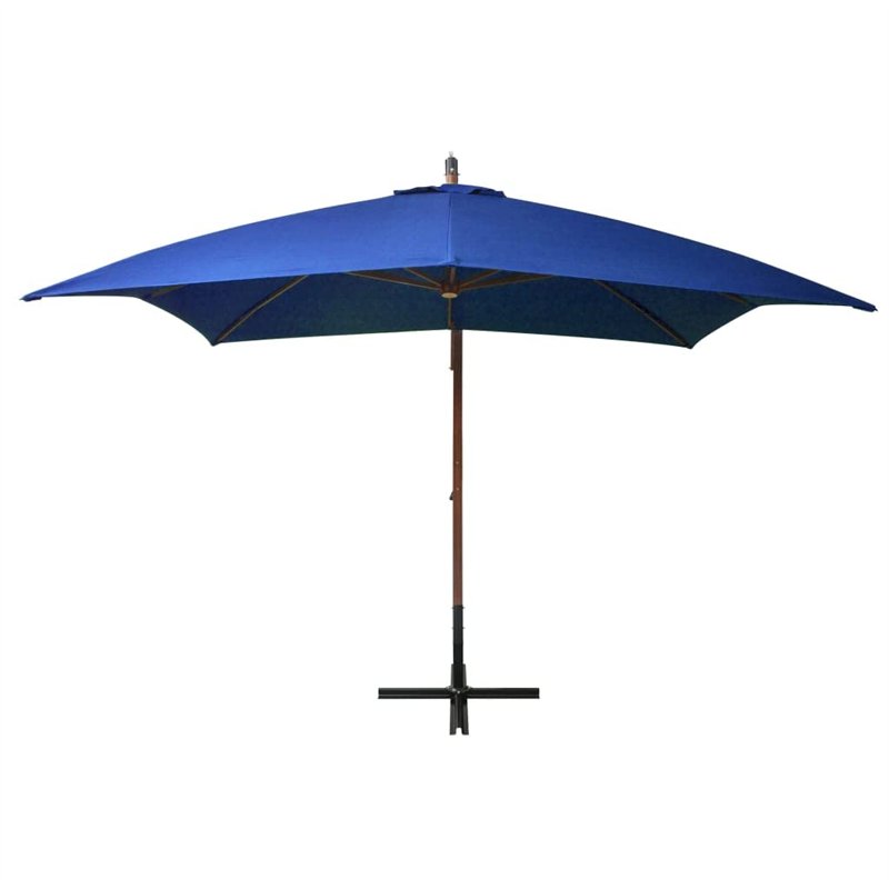 Image secondaire de Parasol de jardin suspendu avec mât bleu azuré bois de sapin