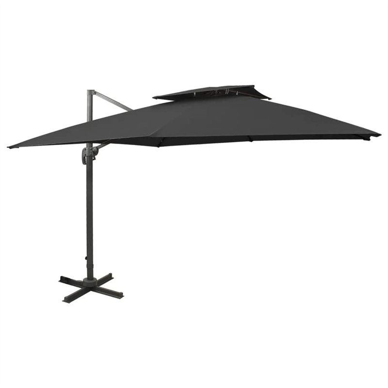 Parasol flottant vidaxl avec toit double 300x300 cm noir