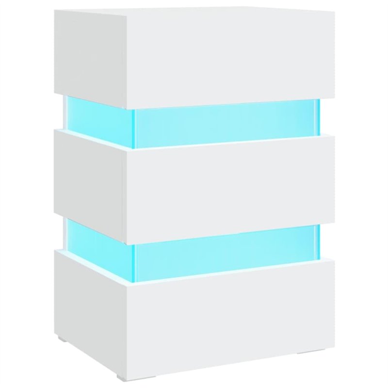 vidaXL Comodino con Luci LED Bianco 45x35x67 cm in Legno Multistrato