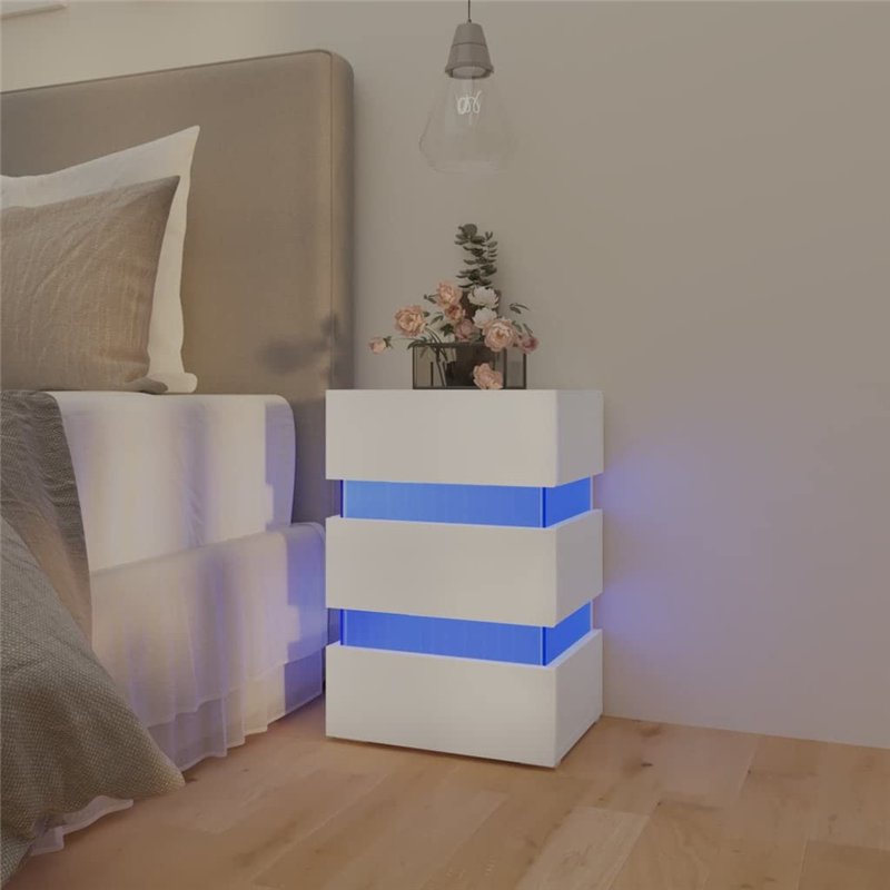 Image secondaire de vidaXL Comodino con Luci LED Bianco 45x35x67 cm in Legno Multistrato