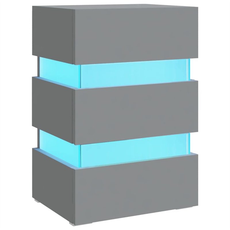 vidaXL Comodino con Luci LED Grigio 45x35x67 cm in Legno Multistrato