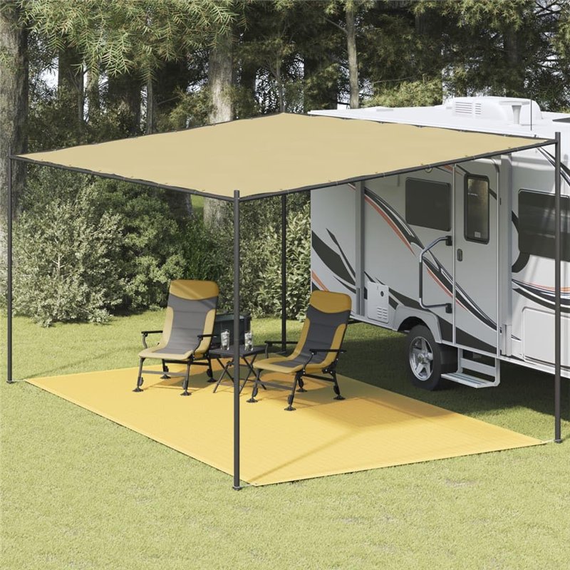Image secondaire de vidaXL Tapis de tente beige 300 x 600 cm – Tapis de camping en polyéthylène haute densité pour tentes, caravanes ou terrasses –