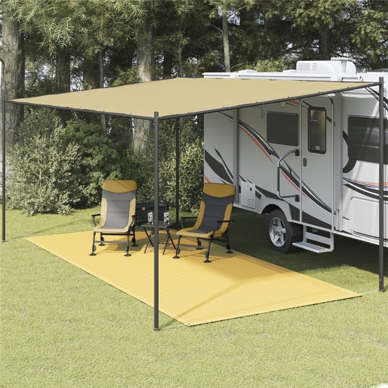 Image secondaire de vidaXL Tapis de tente beige 250 x 500 cm – Tapis d'extérieur en polyéthylène haute densité pour camping, terrasse, auvent confor