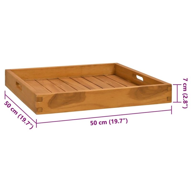 Image secondaire de Plateau de service en teck massif 50x50 cm