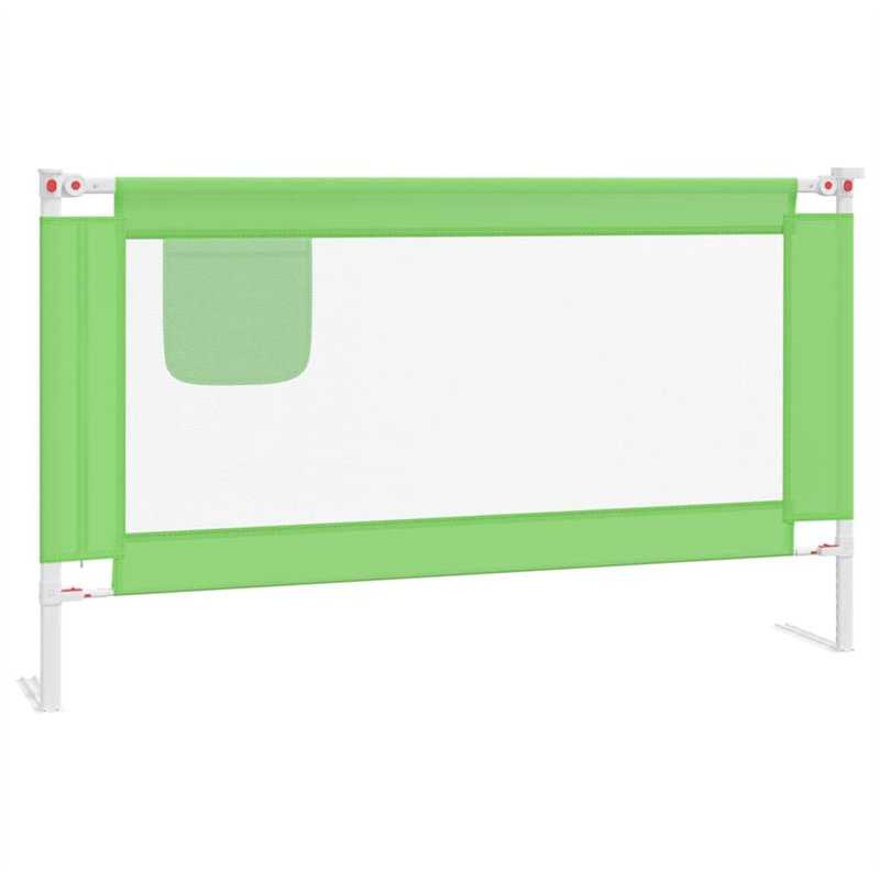 vidaXL Barrière de lit pour enfants de 18 mois à 5 ans – Barrière en tissu verte 140 x 25 cm – Hauteur réglable, protection faci