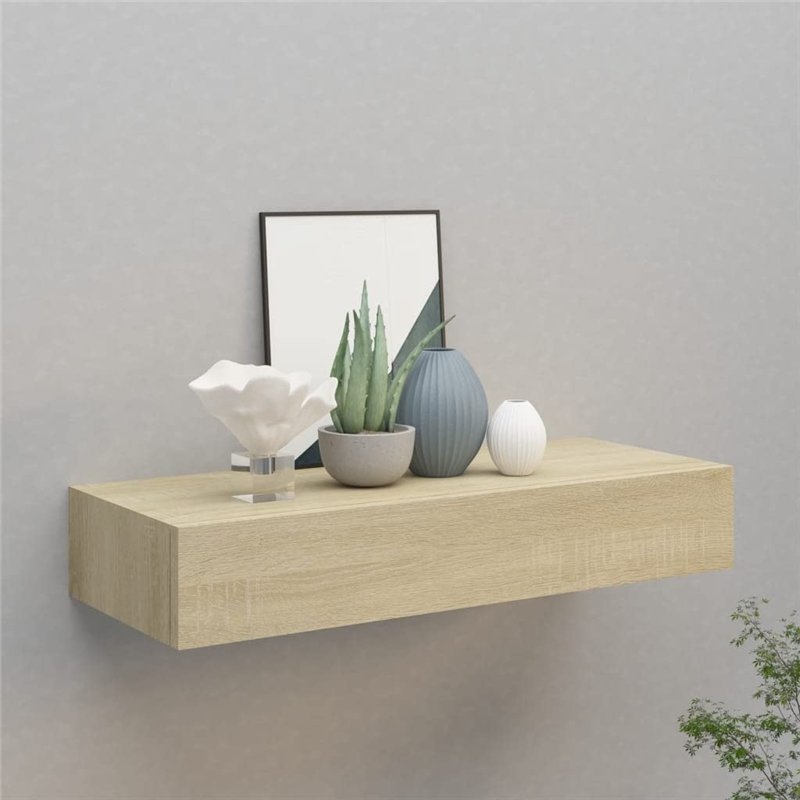 Image secondaire de vidaXL viaXL Étagère murale avec tiroir 60 x 23,5 x 10 cm MDF chêne