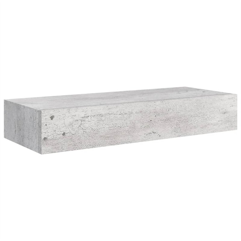 vidaXL Etagère de tiroir murale en MDF Gris béton 60 x 23,5 x 10 cm, Meuble de Rangement, Etagere Rangement Chambre