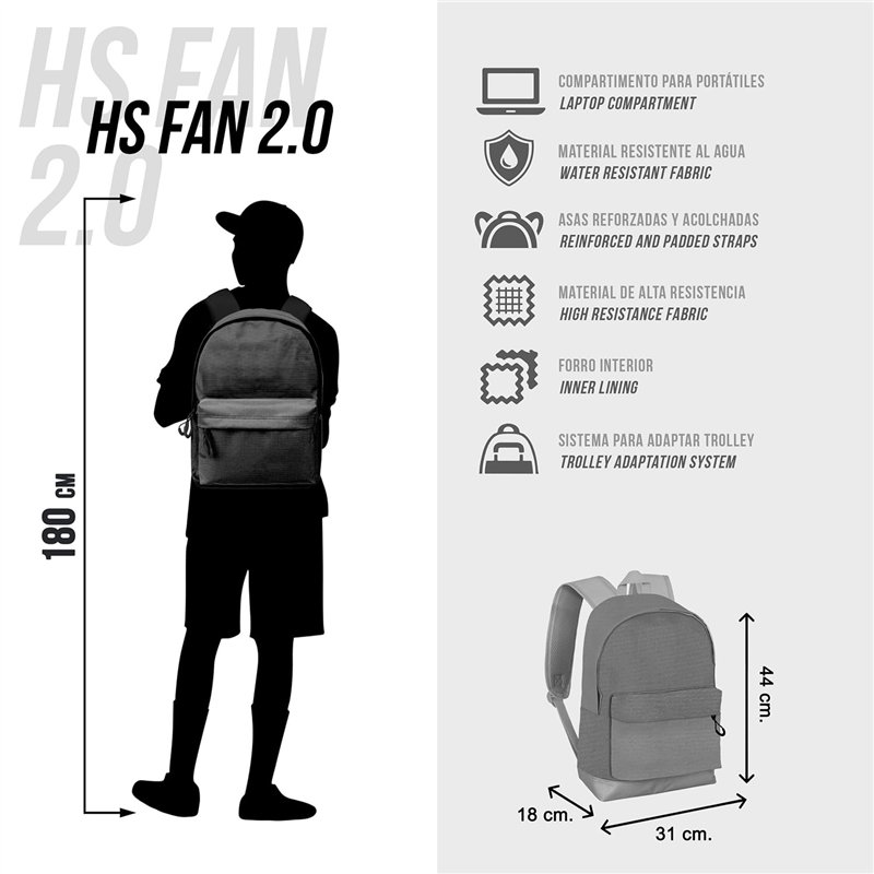 Image secondaire de Naruto Kid-Sac à Dos HS Fan 2.2, Gris, 31 x 44 cm, Capacité 24 L