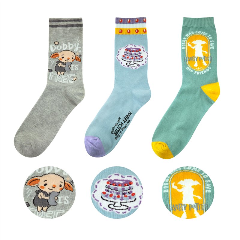 Cinereplicas HARRY POTTER - Chausettes - Set de 3 Paires de Chaussettes Dobby - Taille Unique - Licence Officielle
