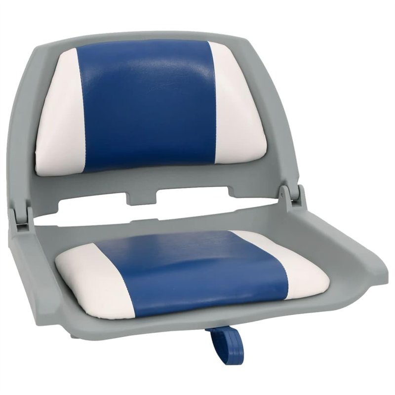 Image secondaire de vidaXL Ensemble de sièges de bateau pliables 2 pcs oreiller bleu blanc, chaise de bateau, siège de bateau capitaine, chaise de b