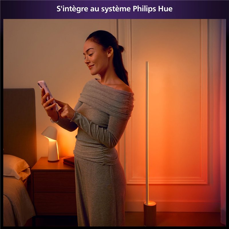 Image secondaire de Philips Hue Twilight, Lampe de chevet et de réveil connectée, lumière blanche et couleur, compatible Bluetooth, commande vocale