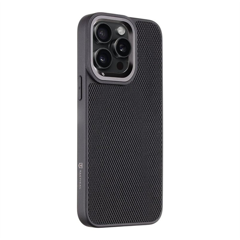 Tactical Coque originale pour iPhone 15 Pro 6,1 Pouces en Tissu Coque avec Absorption des Chocs et Anti-Rayures (Noir)