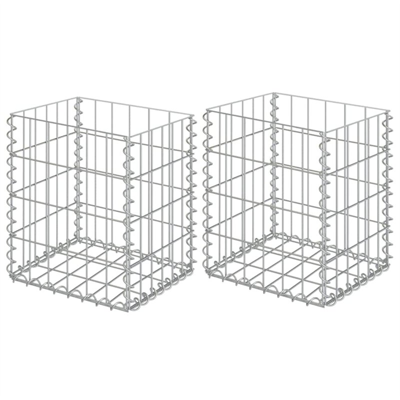 vidaXL Paniers de Gabion 2 pcs Acier galvanisé 30x30x40 cm, clôture en Gabion, Cage en Gabion, Mur de soutènement de gravité en