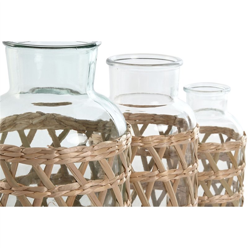 Image secondaire de Vase Home ESPRIT Naturel Verre 18,3 x 18,3 x 30 cm (3 Pièces)
