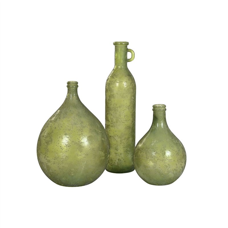 Image secondaire de Vase Home ESPRIT Vert Cristal recyclé Finition vieillie 18 x 18 x 75 cm