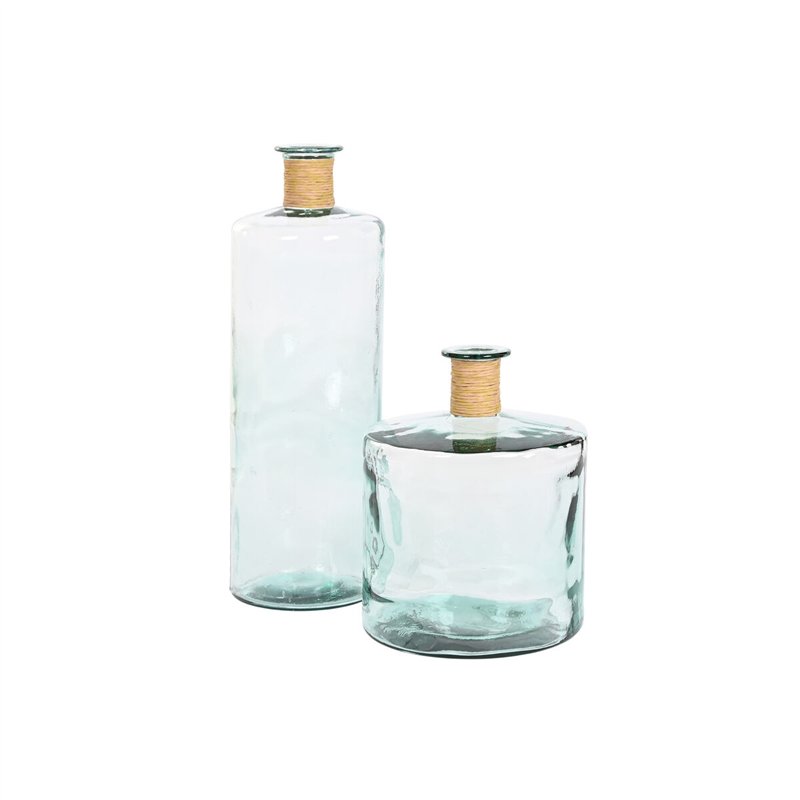 Image secondaire de Vase Home ESPRIT Transparent Joncs Cristal recyclé Naturel 25 x 25 x 75 cm