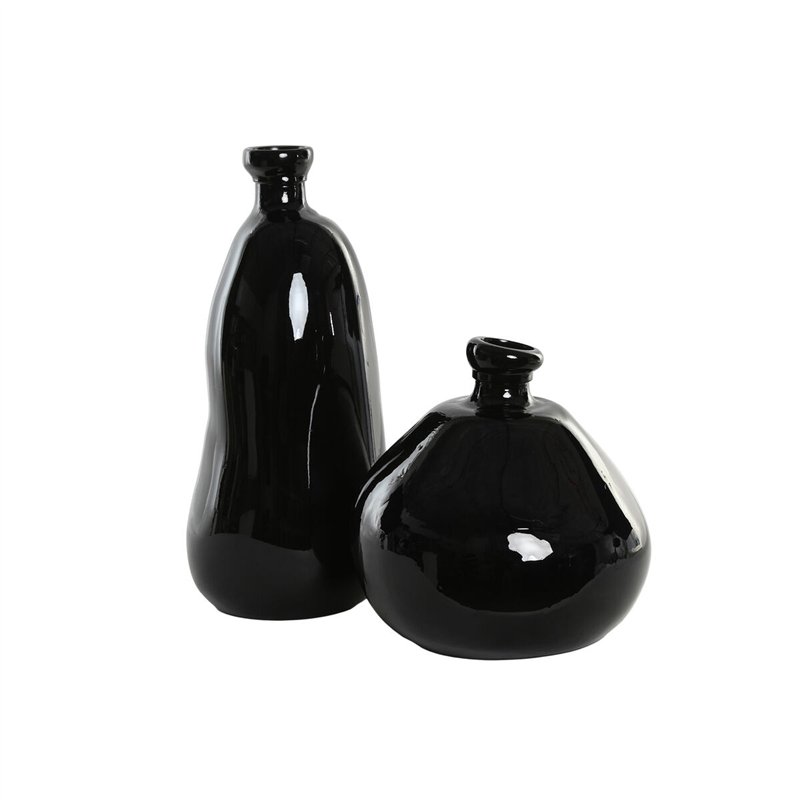 Image secondaire de Vase Home ESPRIT Noir Cristal recyclé 22 x 22 x 51 cm