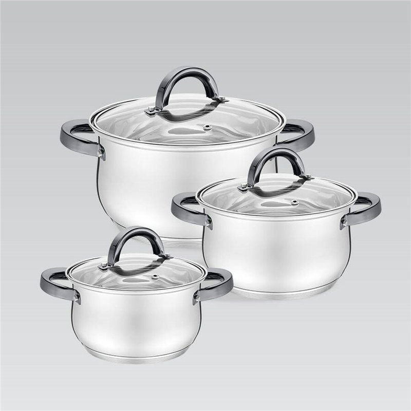 Image secondaire de Marmite avec couvercle Feel Maestro MR-3522-6M-BLACK Argenté Acier Acier inoxydable Ø 18 cm Ø 20 cm Ø 16 cm 2,5 L 1,8 L 3,5 L (6)
