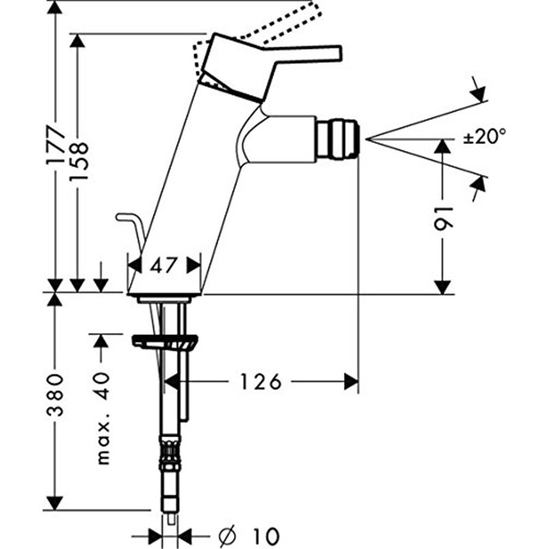 Image secondaire de Hansgrohe Mitigeur bidet Talis S² avec garniture de vidage 32240000