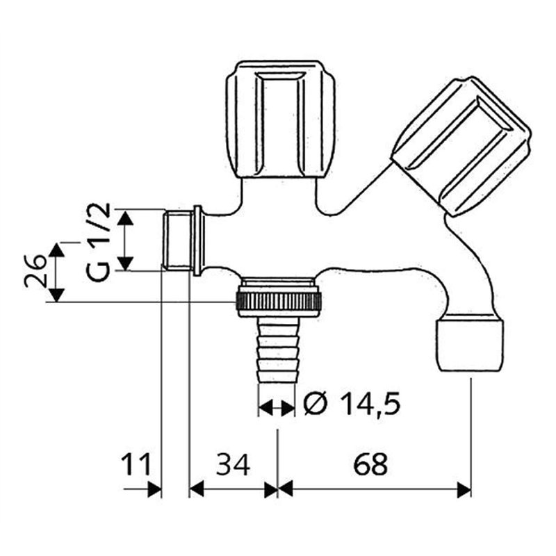 Image secondaire de Schell Robinet d'écoulement combiné (valve en laiton, raccord de tuyau aérateur avec poignée confortable chromée) 035620699