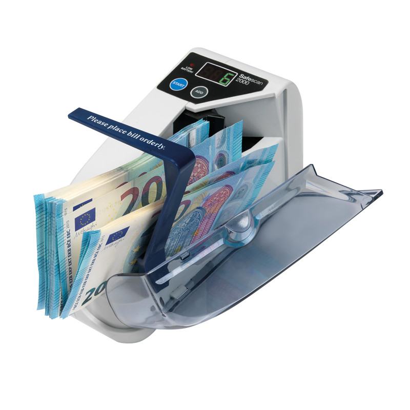Safescan 2000 compteuse de billets portable qui compte les billets triés - Compteur de billets d'argent liquide pour les déplacements