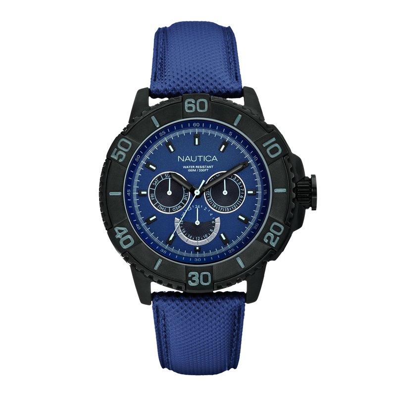Nautica - A18644G - Montre Homme - Quartz Analogique - Cadran Bleu - Bracelet Cuir Bleu
