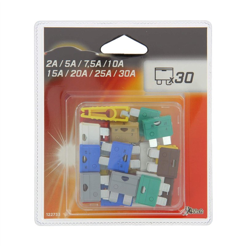 Image secondaire de XL Tech 122733 Set de 30 fusibles enfichables assortis 2A 5A 7,5A 10A 15A 20A 25A 30A