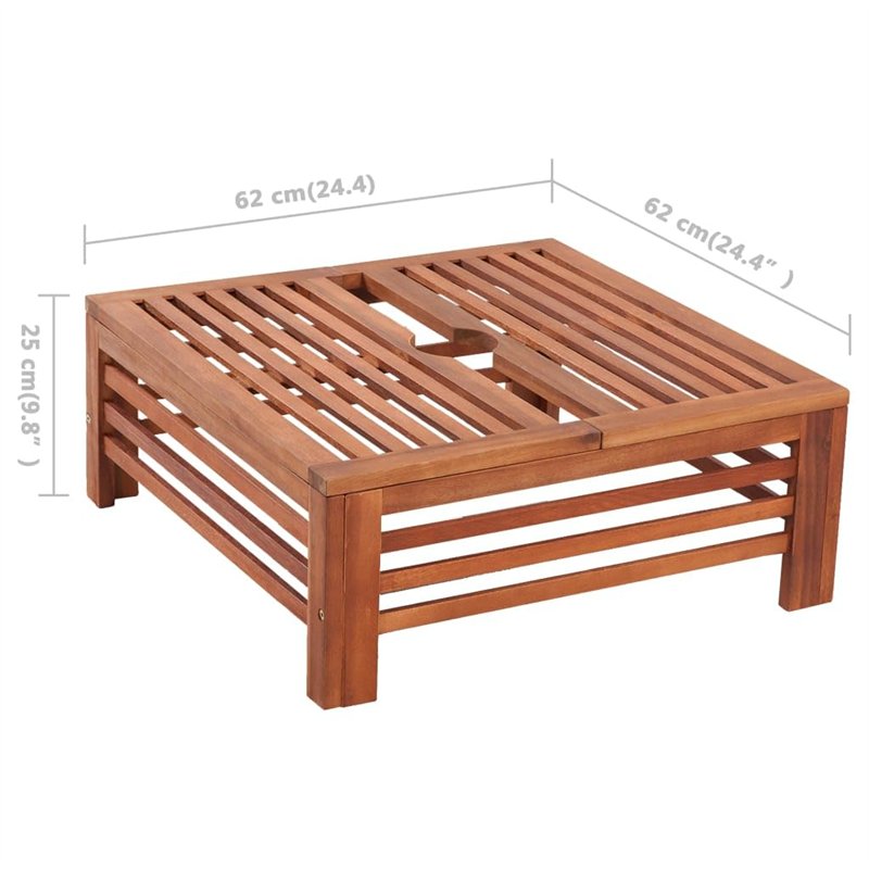 Image secondaire de vidaXL Table d'Appoint pour Pied de Parasol Base Support Jardin Extérieur Bois
