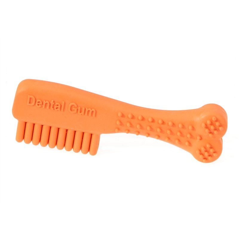 CHAPUIS SELLERIE Jouet Brosse à Dent à Mâcher Caoutchouc Naturel Orange pour Chien Longueur 14 cm Taille M