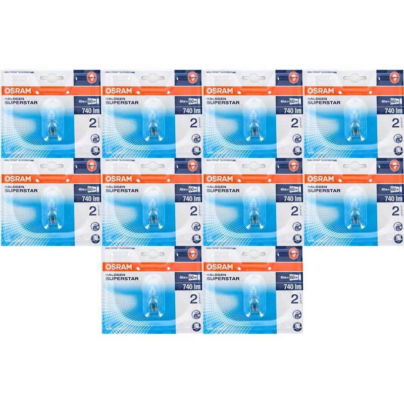 Osram Lot de 10 ampoules halogènes 66748 48 W 230 V G9 HALOPIN