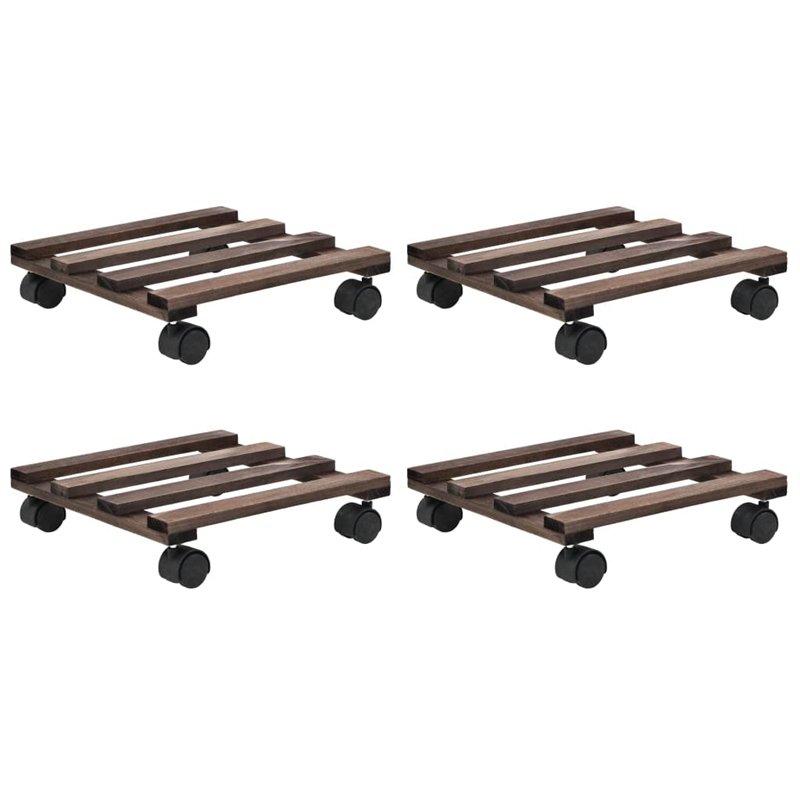 vidaXL 4X Support Roulant à Plantes Bois de Cèdre Tansport Étagère de Jardin
