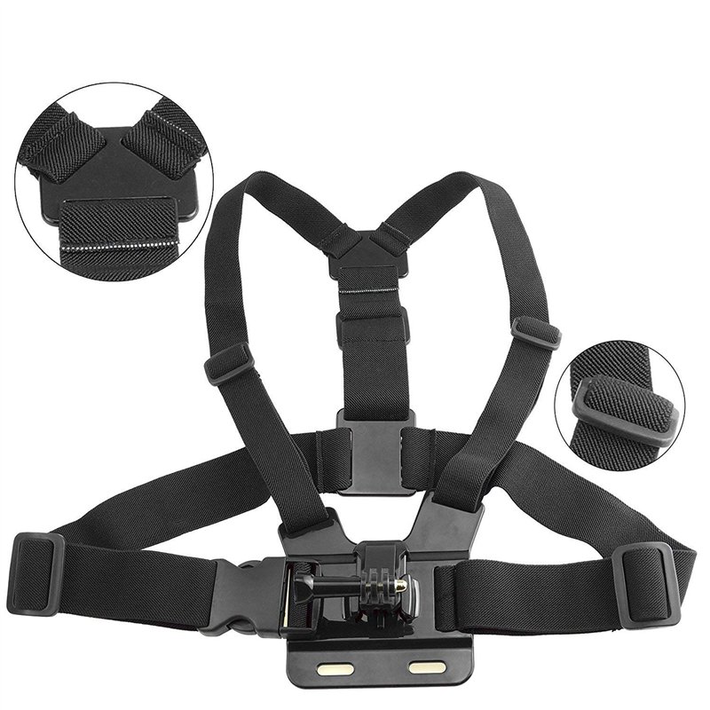 Image secondaire de TELESIN Eyeon 3 en 1 Kit Harnais de Poitrine + Fixation Harnais Tete Bandeau + Fixation Poignet avec J Hook pour et Vis GoPro, X