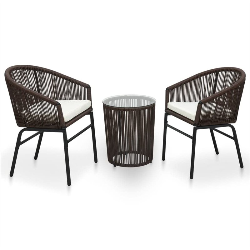 vidaXL Ensemble de Meubles de Jardin 3 pièces avec Coussins en rotin PVC Marron