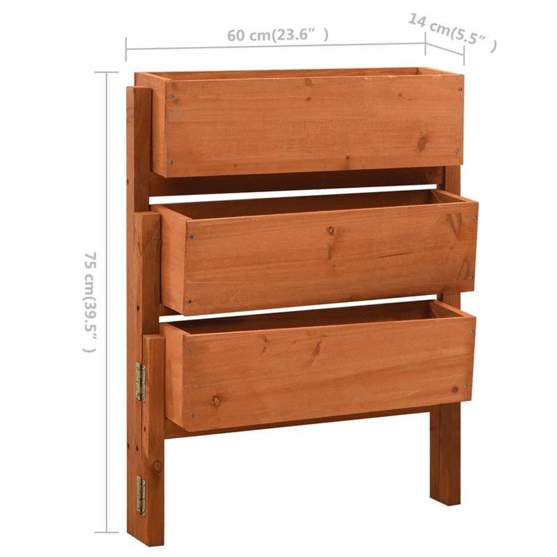 Image secondaire de vidaXL Jardinière en Bois de Sapin Massif, Pliable, jardinière surélevée, Pot de Fleurs, Pot de Fleurs, Jardin, Orange, 60 x 14