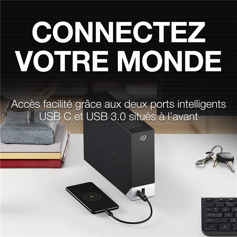 Image secondaire de Seagate OneTouch Hub, 18To, Disque dur externe, USB 3.0, pour PC, ordinateur portable et Mac, 3 ans Rescue Services (STLC1800040