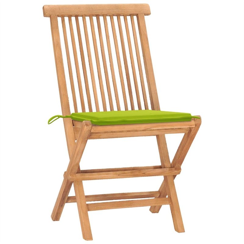 Image secondaire de vidaXL Teck Mobilier à Dîner d'Extérieur Pliable avec Coussin 3 pcs Mobilier de Patio Salon de Jardin Ensemble de Salle à Manger
