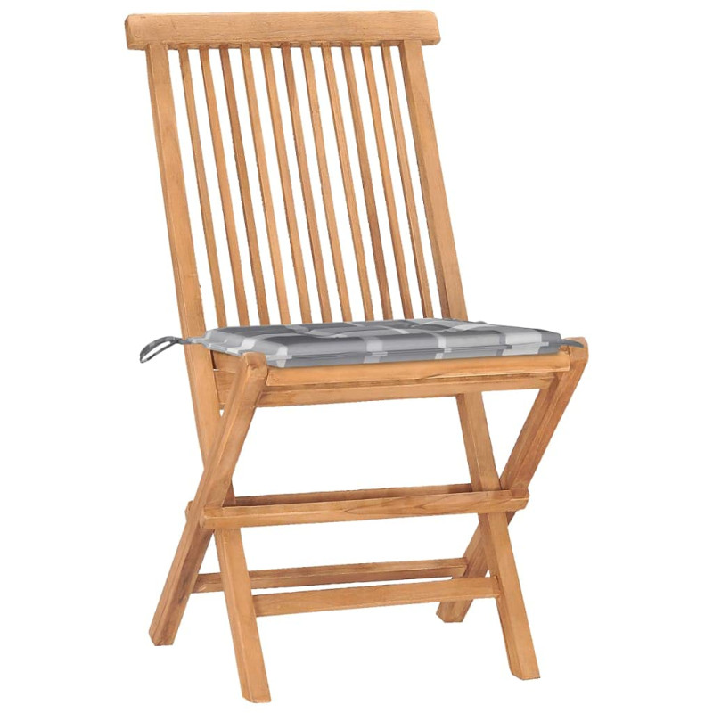 Image secondaire de vidaXL Teck Mobilier à Dîner d'Extérieur Pliable avec Coussin 3 pcs Salon de Jardin Ensemble de Salle à Manger de Patio Mobilier
