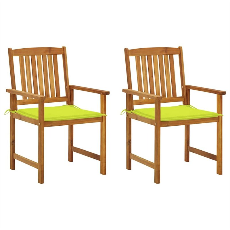 vidaXL 2X Chaises de Jardin avec Coussins Sièges de Patio Chaises de Terrasse Sièges d'Extérieur Chaises de Plage Camping Bois d