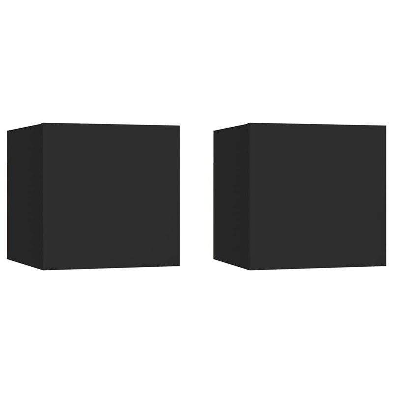 vidaXL Tables de Chevet 2 pcs, Armoires de Nuit avec Compartiment, Armoires de Lit, Meubles de Rangement Chambre, Noir Bois d'In