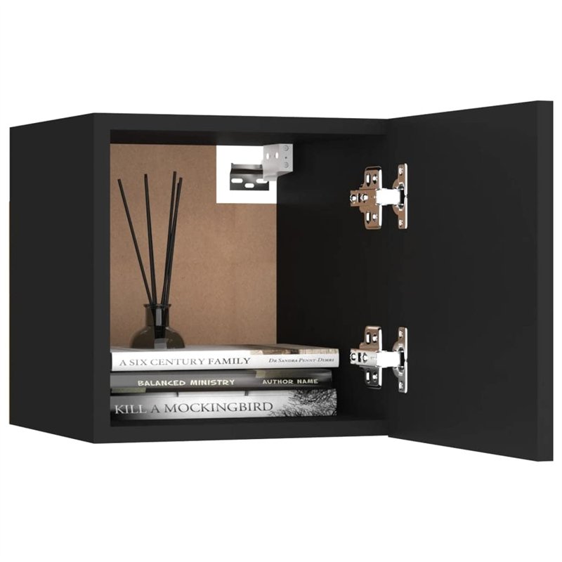 Image secondaire de vidaXL Tables de Chevet 2 pcs, Armoires de Nuit avec Compartiment, Armoires de Lit, Meubles de Rangement Chambre, Noir Bois d'In