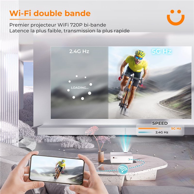 Image secondaire de Videoprojecteur Portable Mini Projecteur, YABER V5 Videoprojecteur WiFi Bluetooth 1080P Full HD, 12000 Lumens Retroprojecteur av