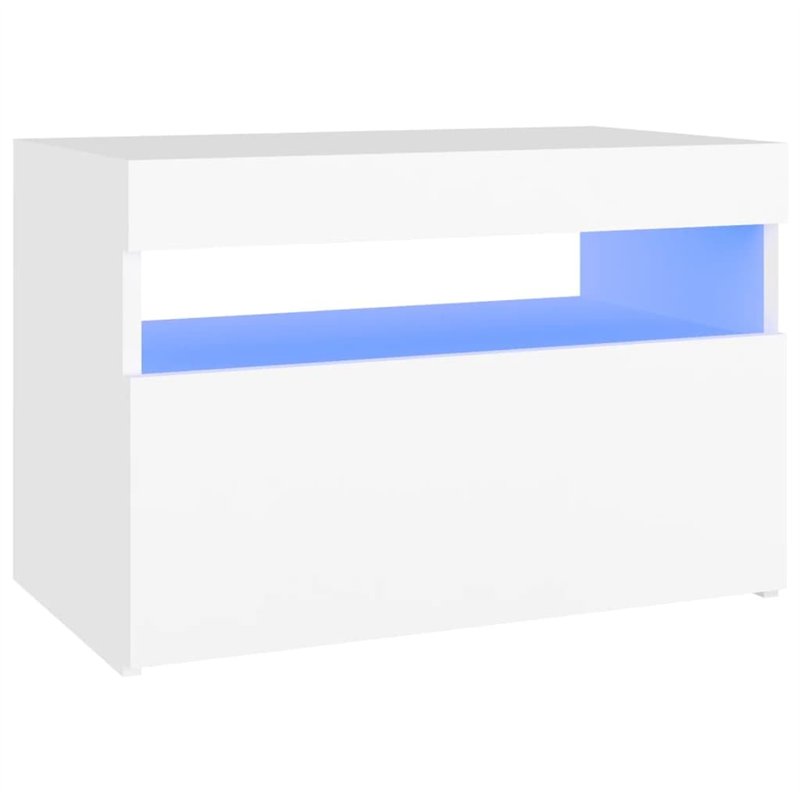 vidaXL Table de Chevet, Armoire de Nuit avec Rangement, Armoire de Lit, Meuble de Chambre à Coucher, Moderne, avec Lumières LED