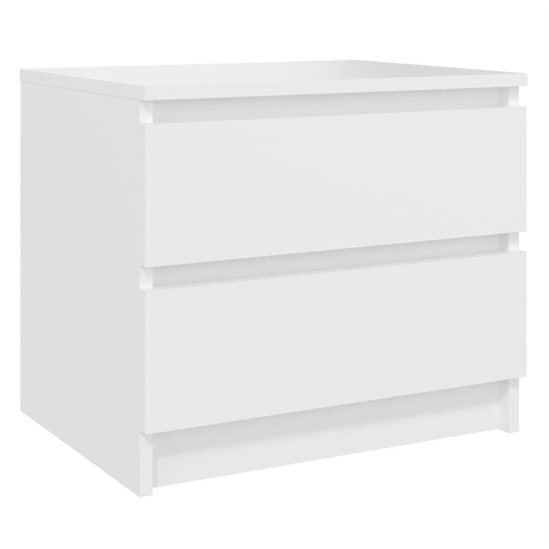 vidaXL Table de Chevet, Armoire de Nuit avec 2 Tiroirs, Armoire de Lit avec Rangement, Meuble de Chambre, Scandinave, Blanc Bois