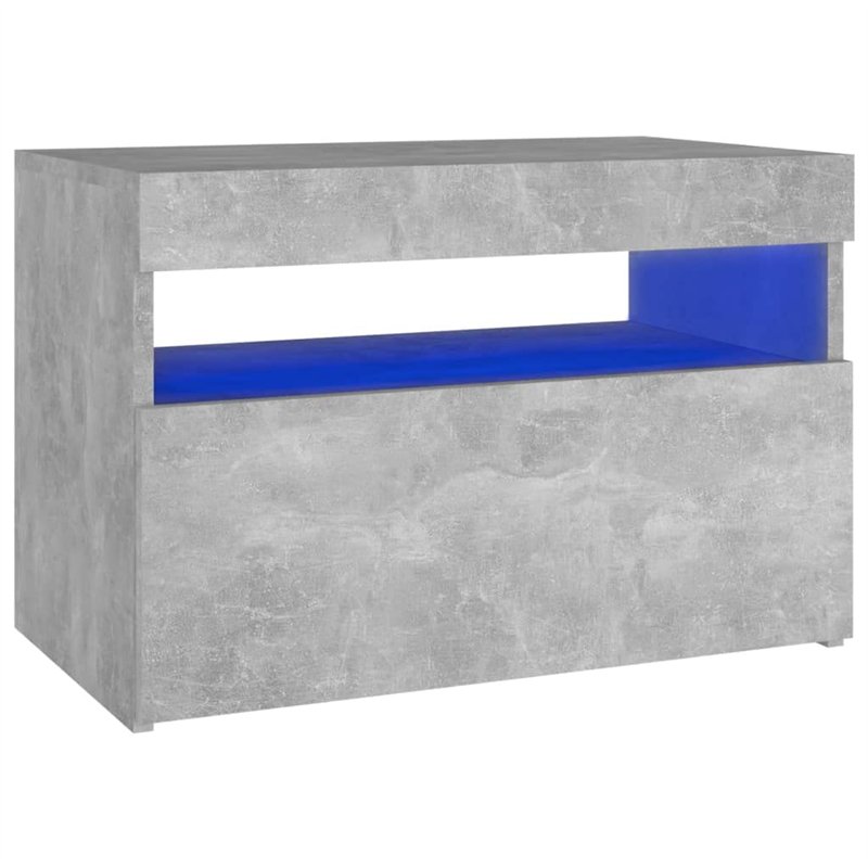 vidaXL Table de Chevet avec Lumières LED, Armoire de Nuit avec Rangement, Armoire de Lit, Meuble de Chambre à Coucher, Moderne,