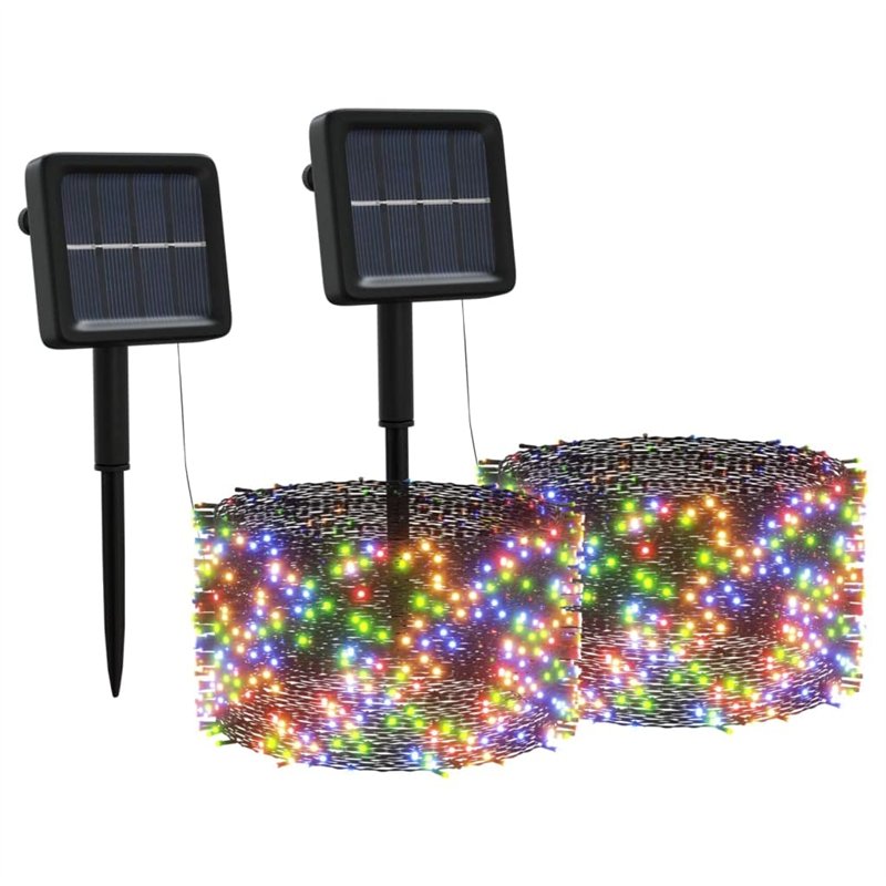 vidaXL 2x Lampes Solaires Décoration de Noël Guirlandes Lumineuses Solaires Décoration de Vacances Jardin 2x200 LED Colorées Int