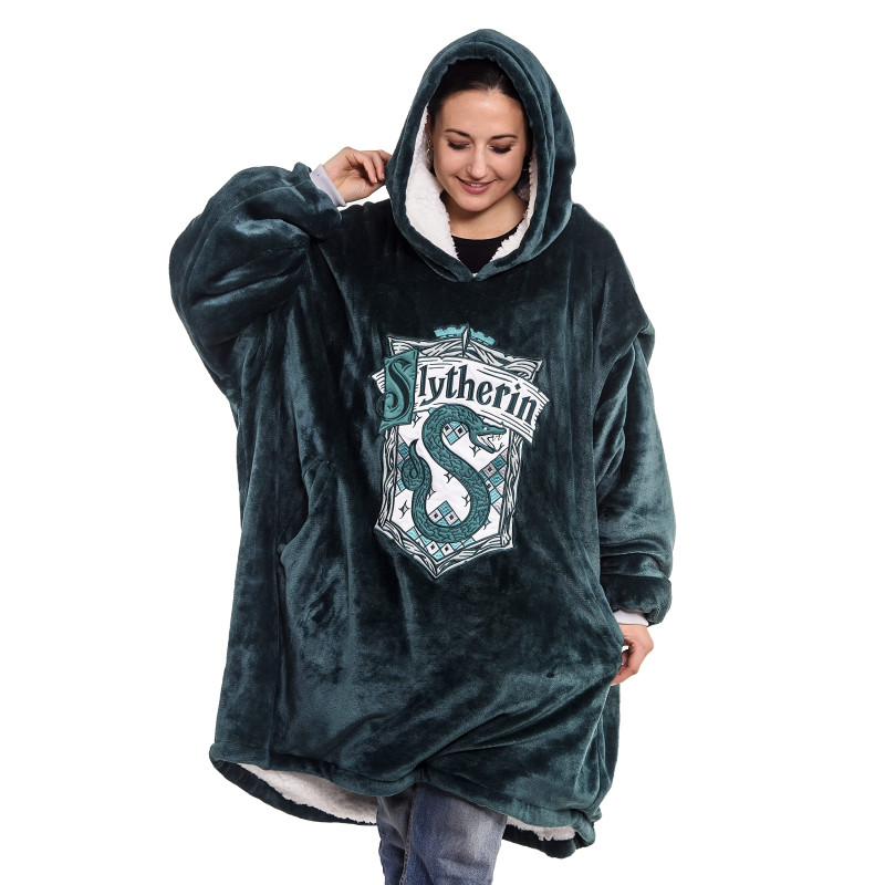 Image secondaire de Merchoid Harry Potter - Couverture surdimensionnée à capuche Slytherin Confortable, douce, chaude et pelucheuse Pour homme femme
