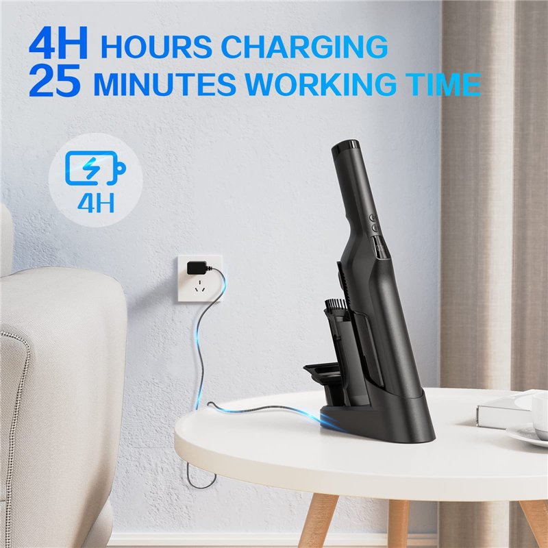 Image secondaire de Aspirateur à Main sans Fil Puissant, 120W, 13KPA Mini Aspirateur pour Voiture, Aspirateur de Table Professionnel pour Poils d'an