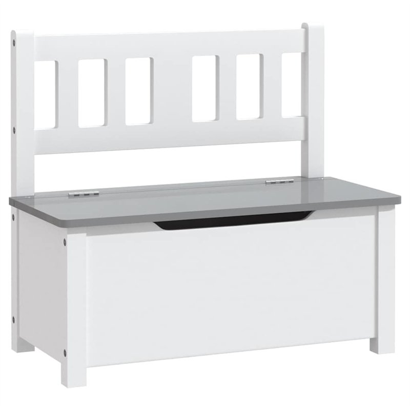 vidaXL Banc de Rangement pour Enfants Coffre de Rangement Banc de Stockage Chambre à Coucher Maison Intérieur Blanc et Gris 60x3