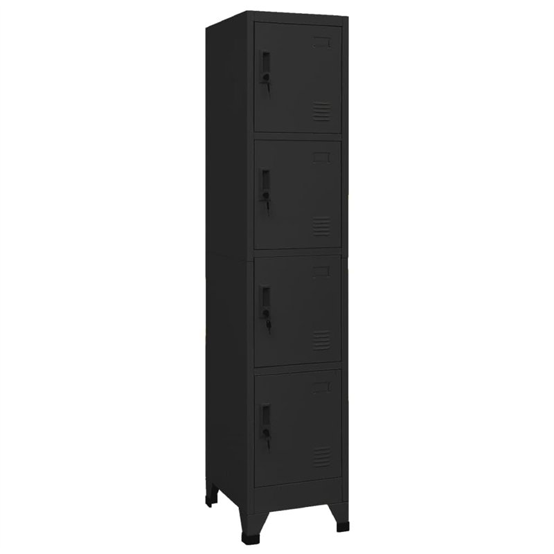 vidaXL Armoire à Casiers Classeur Meuble de Rangement d'Equipements de Sport Produits de Nettoyage Intérieur Bureau Noir 38x45x1