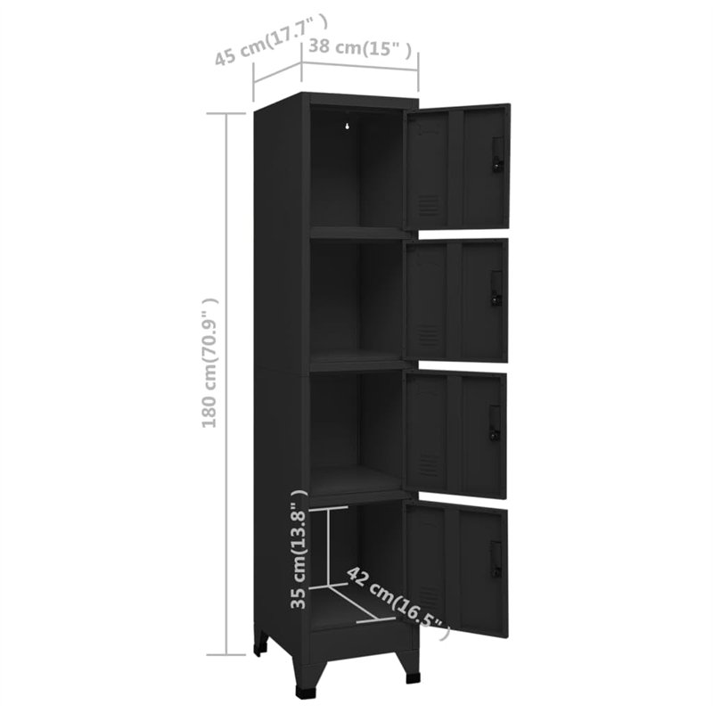 Image secondaire de vidaXL Armoire à Casiers Classeur Meuble de Rangement d'Equipements de Sport Produits de Nettoyage Intérieur Bureau Noir 38x45x1